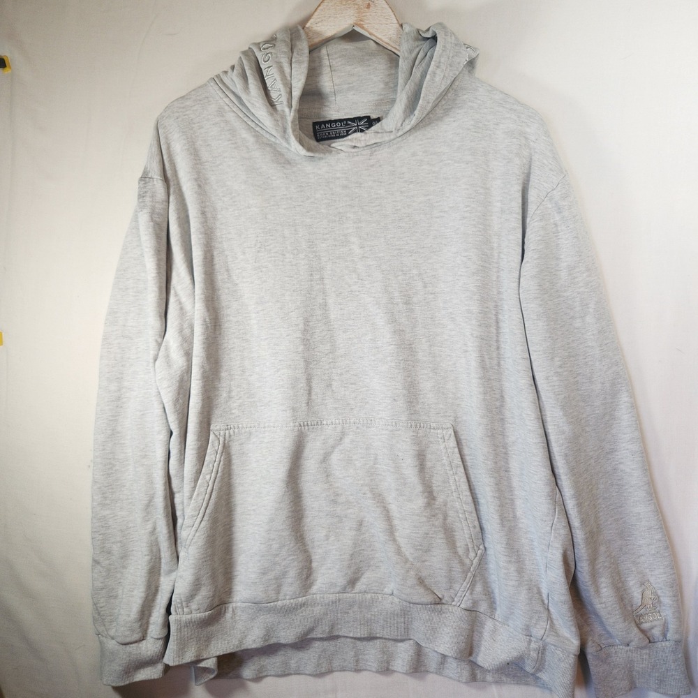 Kangol Mens Gray Heather Pullover Hoodie Embroidered Logo Sweatshirt Size Large